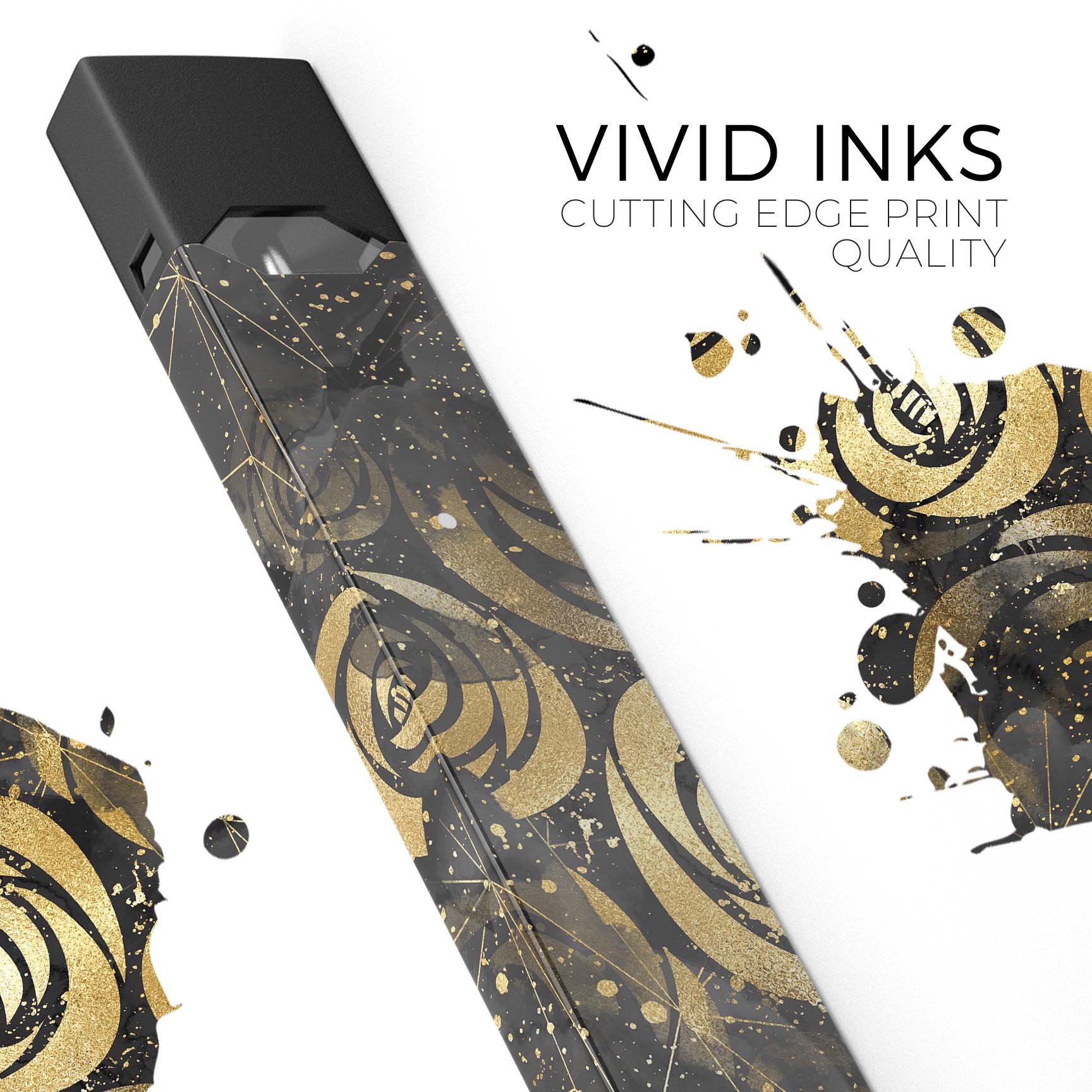 Karamfila Watercolor & Gold V13 skin-wrap for JUUL device, showcasing vibrant colors and premium design.